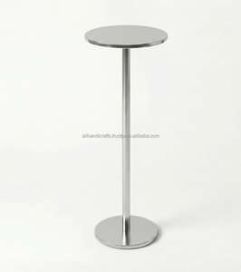 Table ronde en métal argenté, design minimaliste, meubles d'intérieur durables, décoration, utilisation dans le salon - Product Image 1
