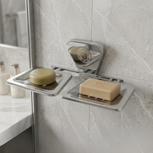 Support mural double pour savon en acier inoxydable, finition chromée, résistant à la rouille, robuste et écologique - Product Image 4