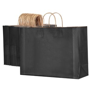 100 Bolsas de Papel Kraft Negras con Asas de 16x6x12 Pulgadas para Fiestas, Compras y Uso Minorista - Product Image 1