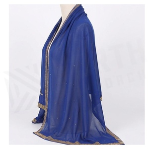 NORTH APPROACH Women's Blue Chiffon Scarf Embroidered Elegant Multi-Functional Fashion Accessory All Seasons - Product Image 3