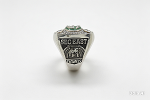 Bague de championnat personnalisée en acier inoxydable Georgia Bulldogs avec émail vert, design moderne, pierres CZ - Cadeau pour hommes et femmes - Product Image 3