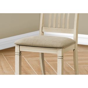 Set di 2 Sedie da Pranzo in Stile Transizionale, Altezza 38 Pollici, Effetto Lino Bianco Antico e Beige, Imbottite per Cucina e Sala da Pranzo - Product Image 2