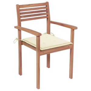 Set di 2 sedie da giardino in teak con cuscini color crema, mobili da esterno dal design contemporaneo, struttura in legno resistente - Product Image 2