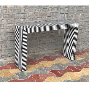 Table en os incrusté de la marque ILAHI, design moderne, détails en agate, rangement, meuble portable pour la maison - Product Image 1