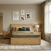 Ensemble de chambre à coucher moderne 3 pièces personnalisable, fabriqué au Vietnam, en bois d'acacia/pin durable, lits jumeaux, meubles de maison, lit et armoire