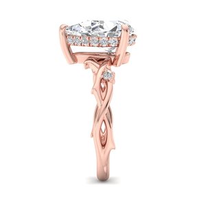 Bague de fiançailles romantique en argent sterling 925 avec motif de branche épineuse et diamants en moissanite en forme de goutte d'eau - Product Image 6