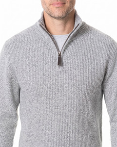 Pull d'hiver pour homme à col roulé et demi-zip, chaud, couleur unie, tricoté, pour l'hiver - Product Image 1