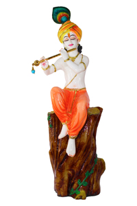 EOB International Handmade Resin Sitting Lord Krishna Tree <b>Statue</b> Traditional Design <b>Religious</b> Art Home Decor Diwali Wedding - Product Image 3