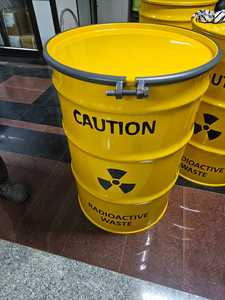 200L Yellow Steel Durable Radioactive Waste Drum Cylindrical <b>Barrel</b> with Silk Screen Printed Caution Warning - Product Image 2