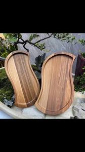 Wooden Triangle <b>Storage</b> Tray Varnished Minimalist Design Single Tier <b>Table</b> Use Dishwasher Safe custom serving tray wood <b>craft</b> - Product Image 3