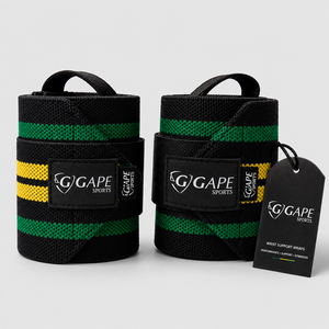 สายรัดข้อมือนีโอพรีน GAPE SPORTS สำหรับงานหนัก สีดำ เขียว เหลือง ปรับได้ด้วยแถบตีนตุ๊กแก สำหรับยกน้ำหนักและฝึกความแข็งแรง - Product Image 1