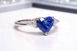 Anillo de compromiso de boda con zafiro natural talla corazón, plata de ley 925, anillo de promesa nupcial para mujer, todas las tallas - Product Image 2