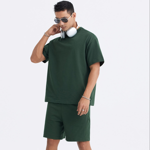 Conjunto de Camiseta y Pantalones Cortos de Algodón Grueso para Hombre, Tallas Grandes, con Logotipo Personalizado al por Mayor - Product Image 1