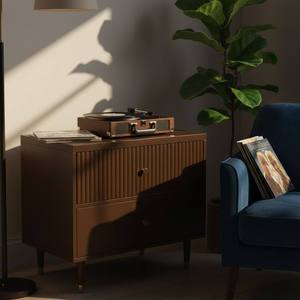 PKP FURNITURE Modern Chocolate Brown 2 Drawer Cabinet Wood <b>Bedroom</b> Midcentury Floor Mount Durable Eco-Friendly Inflatable Home - Product Image 5