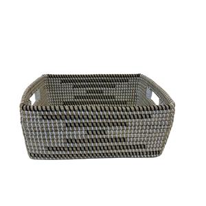 Panier rectangulaire de luxe en jonc de mer avec ficelle en PP - Solution de rangement multifonctionnelle et écologique - Product Image 1