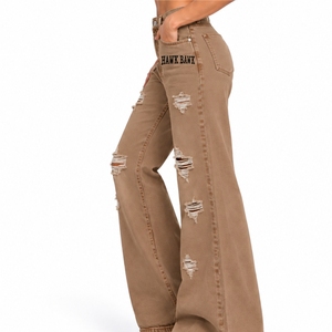 Women’s <b>Flare</b> <b>Jeans</b> With Distressed Details Wide <b>Flare</b> Leg Casual Denim Fashion And Custom Manufacturing <b>Vintage</b> Style Autumn - Product Image 3