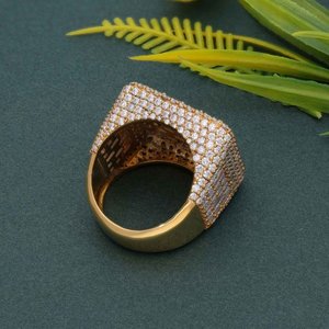 Bague de Luxe pour Homme, Style Hip Hop, Sertie de Moissanite et Diamants VVS, Coupe Baguette, Bijou Tendance Bling, Cadeau Personnalisé - Product Image 4
