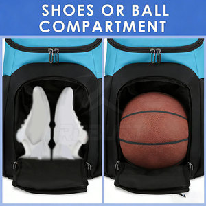 Sac à dos de basketball léger avec fermeture éclair, grande capacité pour ballons, chaussures et effets personnels - Sac de sport unisexe écologique - Product Image 3
