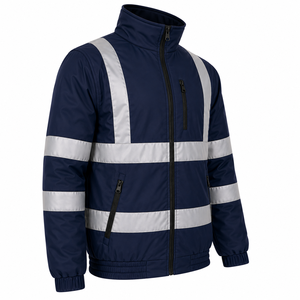Factory Price Mens Reflective Safety <b>Jacket</b> Zipper Pockets <b>High</b> <b>Visibility</b> Tape Thermal <b>Softshell</b> Coat Wholesale Workwear <b>Jacket</b> - Product Image 3