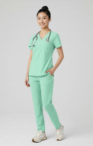Ensemble haut de gamme pour femmes : Blouse médicale à boutons latéraux et pantalon cargo – Tenue médicale durable – Fournisseur de vêtements en gros pour usines - Product Image 5