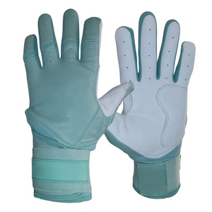 Guantes de Béisbol de Cuero Verde Menta, Transpirables, con Palma Perforada para Control del Agarre, Soporte de Muñeca Ajustable, Personalizados para Entrenamiento, Talla XL - Product Image 1