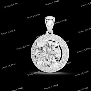 Collar de Plata 925 con Diseño Nuevo, Halo Redondo con Diamante Moissanite, Estilo Clásico, Elegante y Lujoso para Mujeres y Hombres - Product Image 3