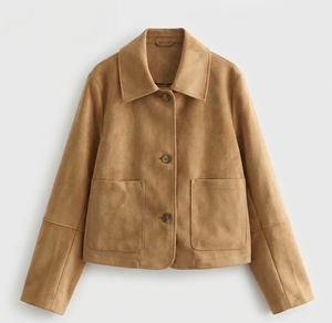 Custom <b>Ladies</b> <b>Suede</b> Leather <b>Jacket</b> Turn Down Collar Casual Loose Fit Brown PU <b>Suede</b> Crop Coat Outerwear - Product Image 1