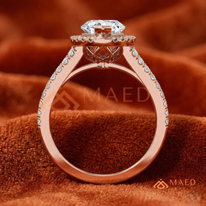 Élégante bague d'anniversaire en or rose avec halo de pierres taille marquise, bague de mariée unique à double sangle en moissanite, bijoux fins de haute qualité - Product Image 3