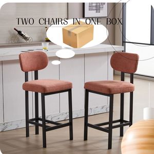 Set di 2 Sgabelli da Bar Moderni Imbottiti in Tessuto, Altezza 26 Pollici, Sedie per Isola Cucina con Gambe in Metallo Nero - Product Image 3