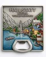Abridor de Botellas de Cerveza 3D Hallstatt, de Hierro Niquelado con Esmalte Suave, para Recuerdos Turísticos