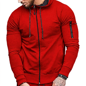 Sudadera con Capucha Verde para Hombre, Cierre de Cremallera, Corte Ajustado, Informal, Tejida en Poliéster, para Otoño - Product Image 5