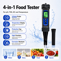 Testeur numérique 4-en-1 de pH alimentaire avec sonde pointue, pH, EC, TDS et température, avec sonde remplaçable pour viande, fromage, pain, pâte et sol