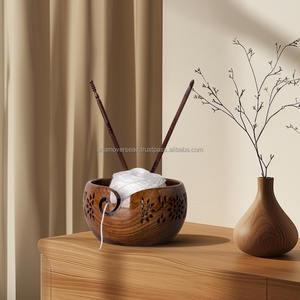 Wooden Yarn <b>Bowl</b> for <b>Knitting</b> & Crochet with Smooth Yarn Guide - Product Image 1