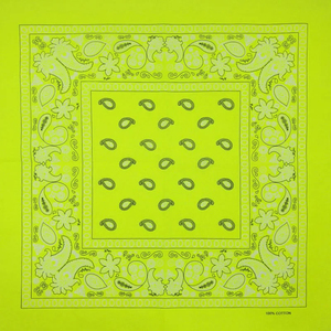 Bandana carré en coton vert néon à motif cachemire, foulard unisexe, logo personnalisé pour les sports de plein air et les tenues décontractées - Product Image 1