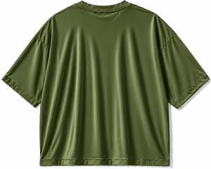 T-shirt à manches courtes pour homme, vert olive, avec logo personnalisé, imprimé sur le devant, design à lettres, coupe ample décontractée, séchage rapide, 100% polyester - Product Image 2