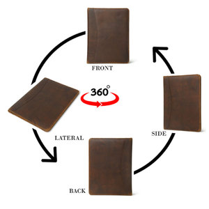 Brown Leather <b>Portfolio</b> Organizer Document <b>Folder</b> Card Holder Resume File Case for Gift - Product Image 5