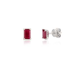 14K Solid Gold Ruby Solitaire Stud Earrings for Everyday Wear - Product Image 5