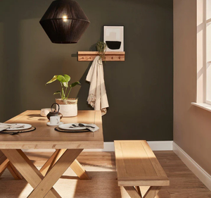 Ensemble de table de pique-nique et de salle à manger en teck massif Per Se Modern avec base en X et banc assorti, meubles de salle à manger en bois rustique - Product Image 2