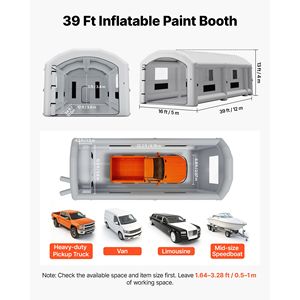 Cabine de peinture gonflable portable 39x16x13 pieds avec souffleurs 950W+1100W et grande zone de filtration en coton pour le changement de filtre - Product Image 2