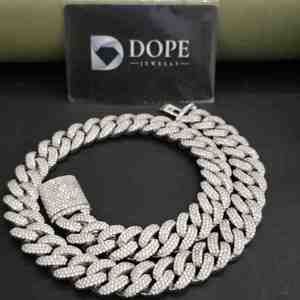 Cadena cubana de moissanita con incrustaciones de diamantes, estilo moderno, para joyería hip hop, en plata de ley 925, cadena cubana de 16 mm - Product Image 4