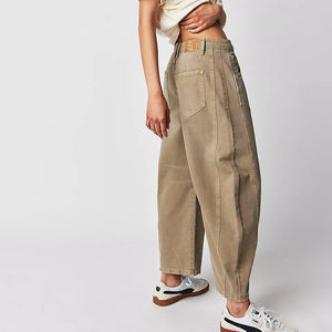 Vaqueros Asimétricos Holgados para Mujer, Pantalones Cargo de Mezclilla Elástica Transpirable con Bolsillos Sueltos, Tallas Grandes, Estilo Casual Lavado, Ropa Urbana Lavable - Product Image 2