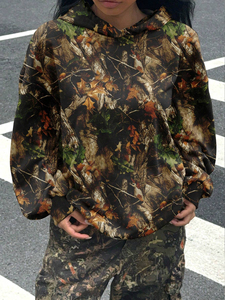 Custom Vintage Hunting Hoodie Digital Real Tree Printed Camouflage Hunting Hoodie Heavyweight Hunting <b>Camo</b> Hoodie - Product Image 3