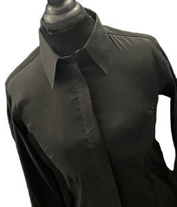 Chemise Cowgirl Western Show faite à la main sur taffetas extensible noir - Product Image 3