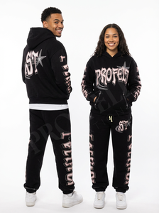 Survêtements 100 % coton épais imprimés en relief avec lettres personnalisées et détails étoilés, style streetwear décontracté, respirants pour l'hiver - Product Image 3