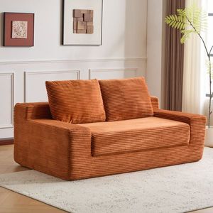 Modern <b>Small</b> Corduroy Loveseat <b>Sofa</b> Comfortable Deep Seat Bed for Bedroom & Living Room with Reversible Cushion Pill - Product Image 1