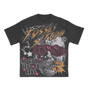 T-shirt pour homme de style nouveau, motif crâne, col rond, manches courtes, imprimé en coton, coupe classique - Product Image 1