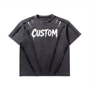Custom Dripping Print Oversized Short Sleeve Men's T-<b>Shirt</b> Streetwear Jersey O-Neck Black - Product Image 1