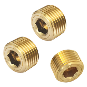Bouchon de tuyau BSPT en laiton plaqué, raccord fileté mâle haute pression, forgé, résistant aux produits chimiques, pour la plomberie et l'usage industriel - Product Image 1