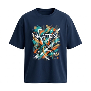 Men's T Shirt <b>Navy</b> Blue Abstract Graphic Print Crew Neck Short Sleeve Oversized Fit Casual Streetwear <b>Tshirt</b> - Product Image 3