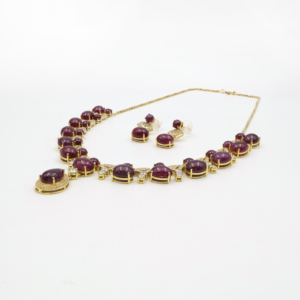 Graceful <b>Ruby</b> Gemstone <b>Necklace</b> and Earring Set 5MM Size Stylish Women’s Party Wear And Daily Wear Jewelry Set - Product Image 1